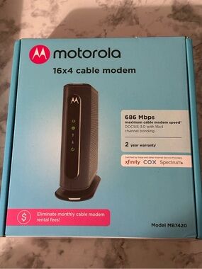 Motorola MB7420 16x4 DOCSIS 3.0 Cable Modem 686 Mbps Xfinity Spectrum Cox